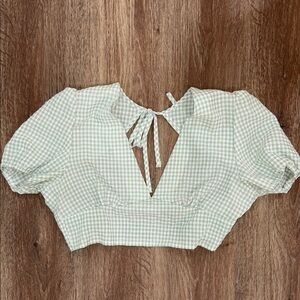 Gingham Puff Sleeve Top